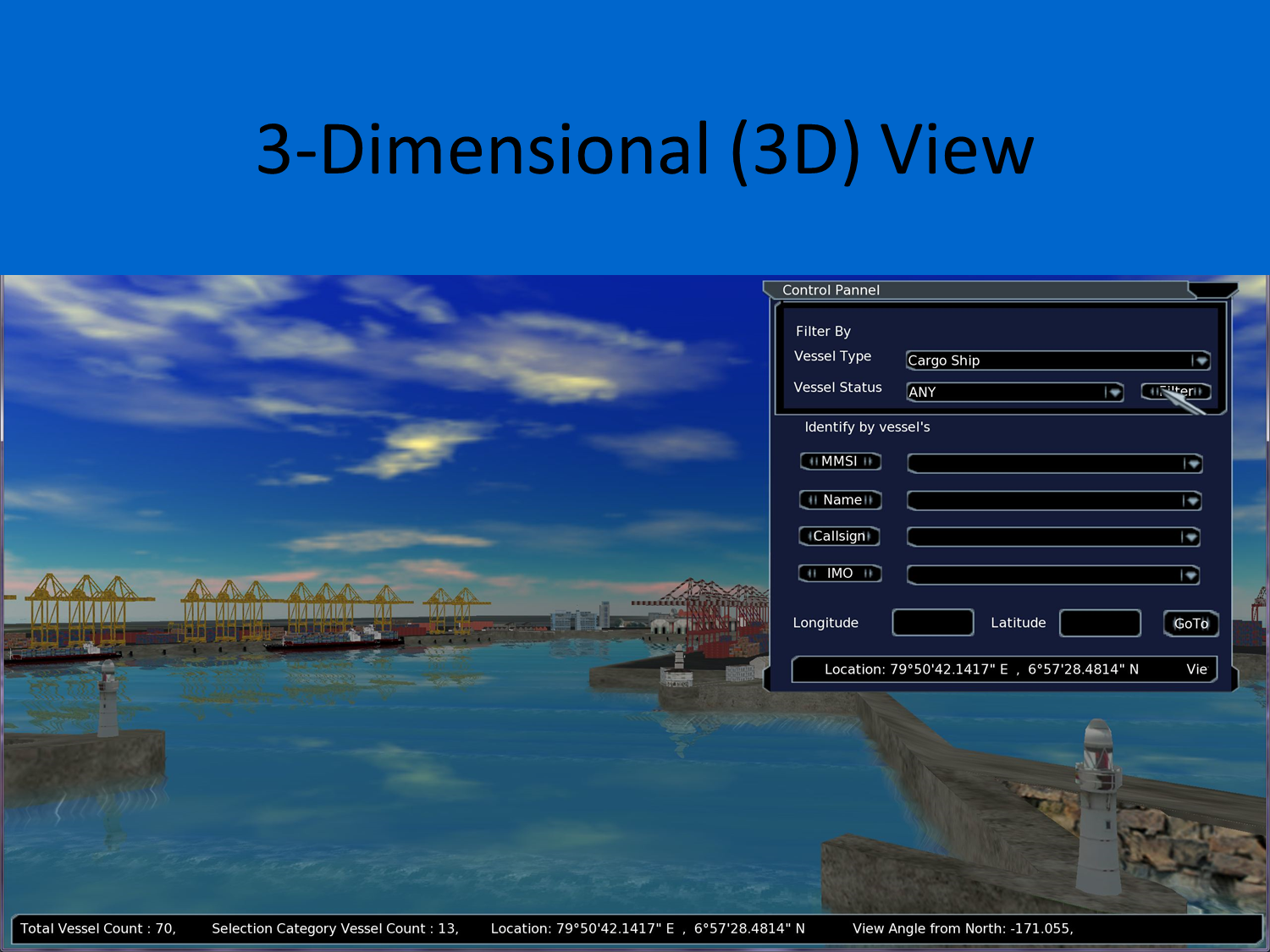 Immersive 3D maritime scene for situational awareness.